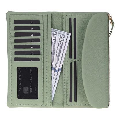 Women’s Leather Wallet Handbag with Zip Closure