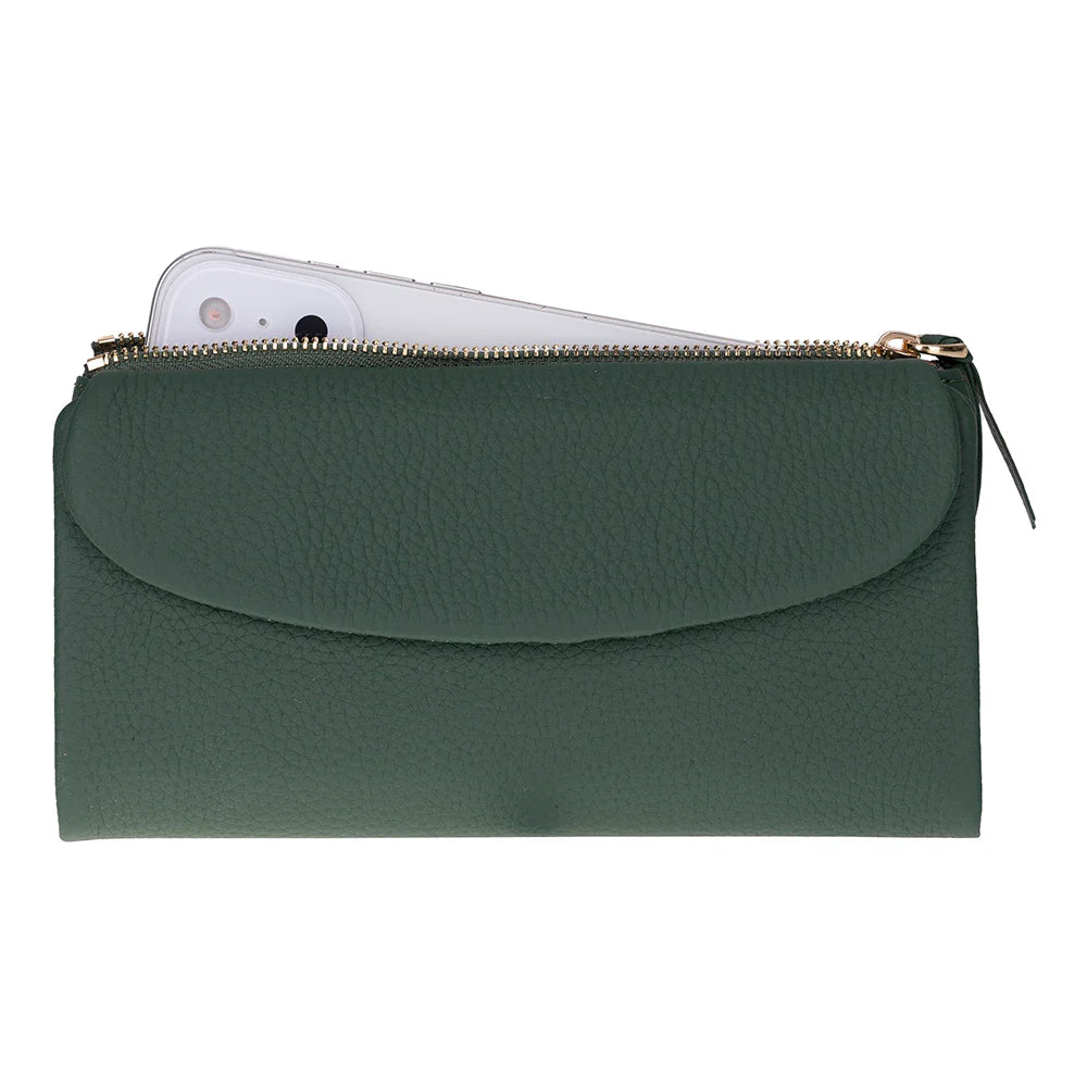 Women’s Leather Wallet Handbag with Zip Closure
