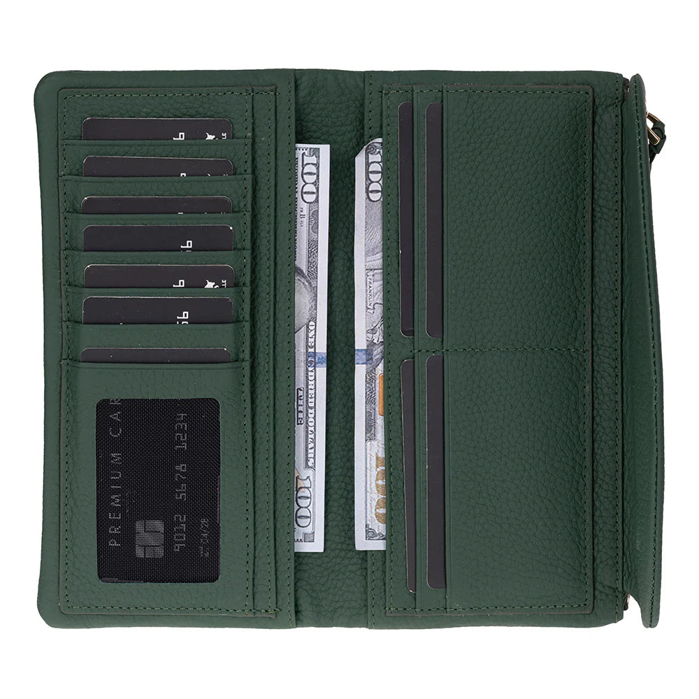 Women’s Leather Wallet Handbag with Zip Closure