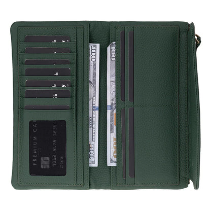 Women’s Leather Wallet Handbag with Zip Closure