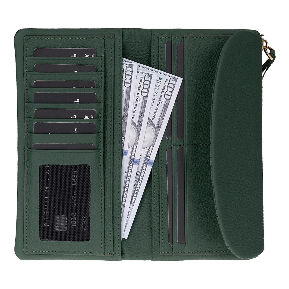 Women’s Leather Wallet Handbag with Zip Closure
