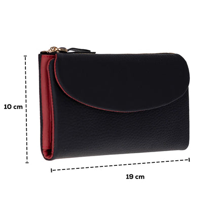 Women’s Leather Wallet Handbag with Zip Closure