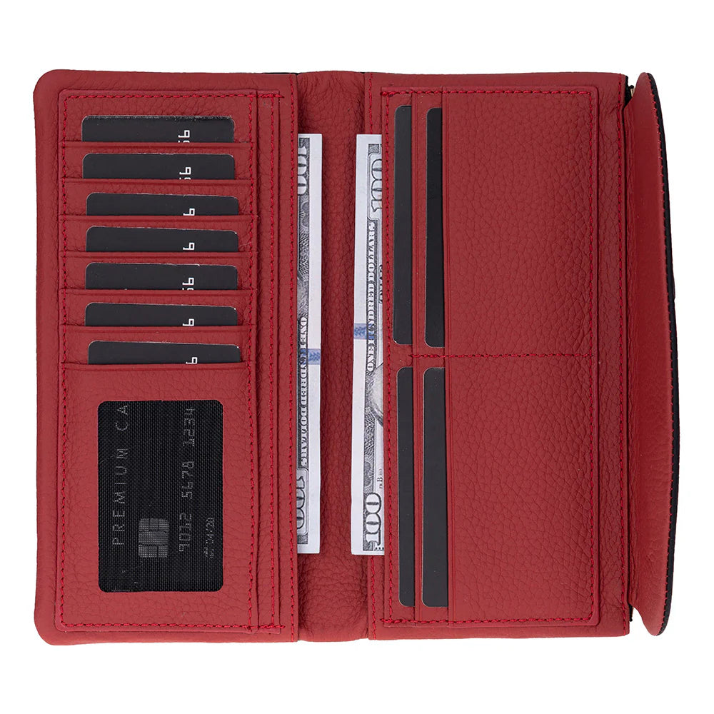 Women’s Leather Wallet Handbag with Zip Closure