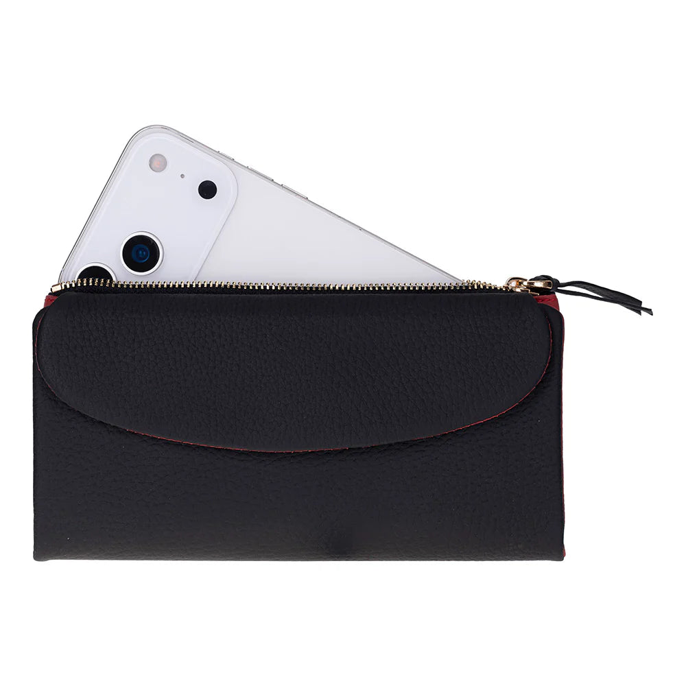 Women’s Leather Wallet Handbag with Zip Closure