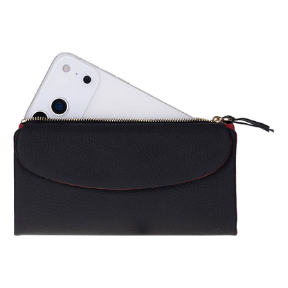 Women’s Leather Wallet Handbag with Zip Closure