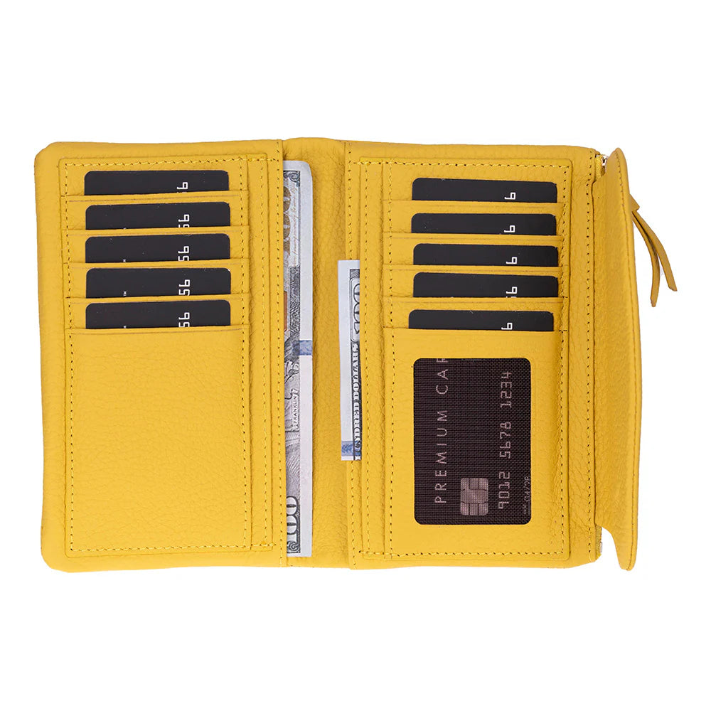 Women’s Compact Leather Wallet Handbag with Zip Closure