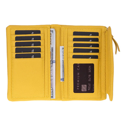 Women’s Compact Leather Wallet Handbag with Zip Closure