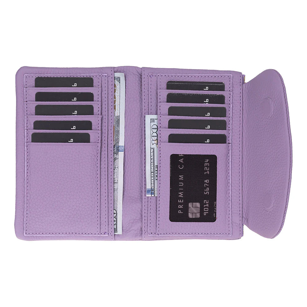 Women’s Compact Leather Wallet Handbag with Zip Closure