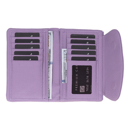 Women’s Compact Leather Wallet Handbag with Zip Closure