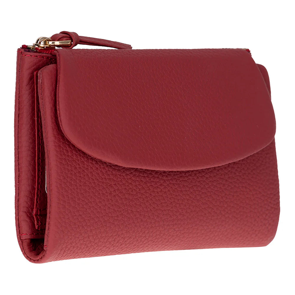 Women’s Compact Leather Wallet Handbag with Zip Closure