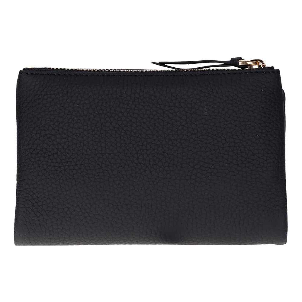 Women’s Compact Leather Wallet Handbag with Zip Closure
