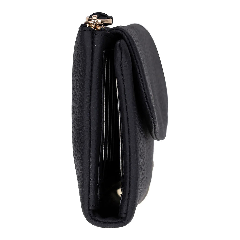 Women’s Compact Leather Wallet Handbag with Zip Closure