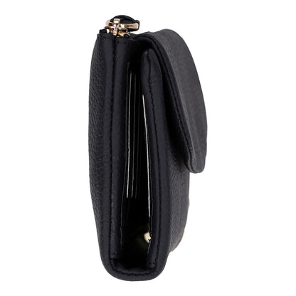 Women’s Compact Leather Wallet Handbag with Zip Closure