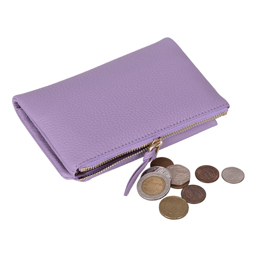 Women’s Compact Leather Wallet Handbag with Zip Closure