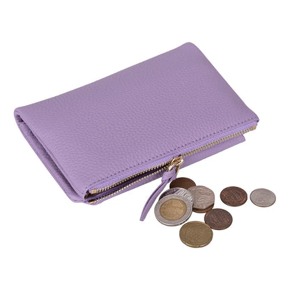 Women’s Compact Leather Wallet Handbag with Zip Closure