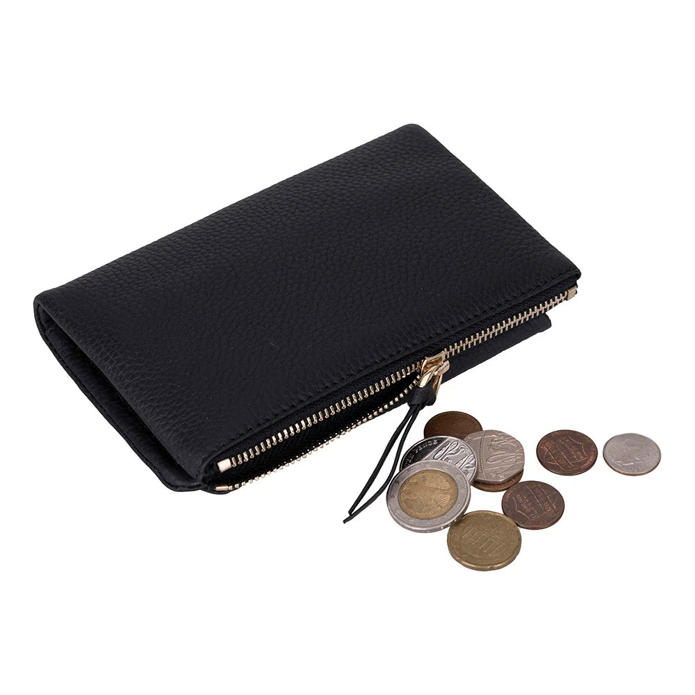 Women’s Compact Leather Wallet Handbag with Zip Closure