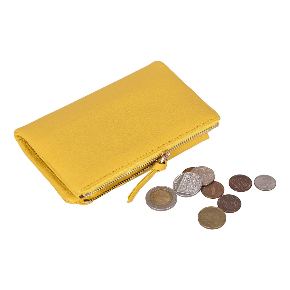 Women’s Compact Leather Wallet Handbag with Zip Closure