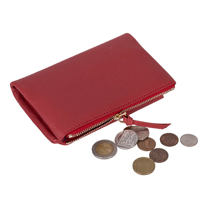 Women’s Compact Leather Wallet Handbag with Zip Closure