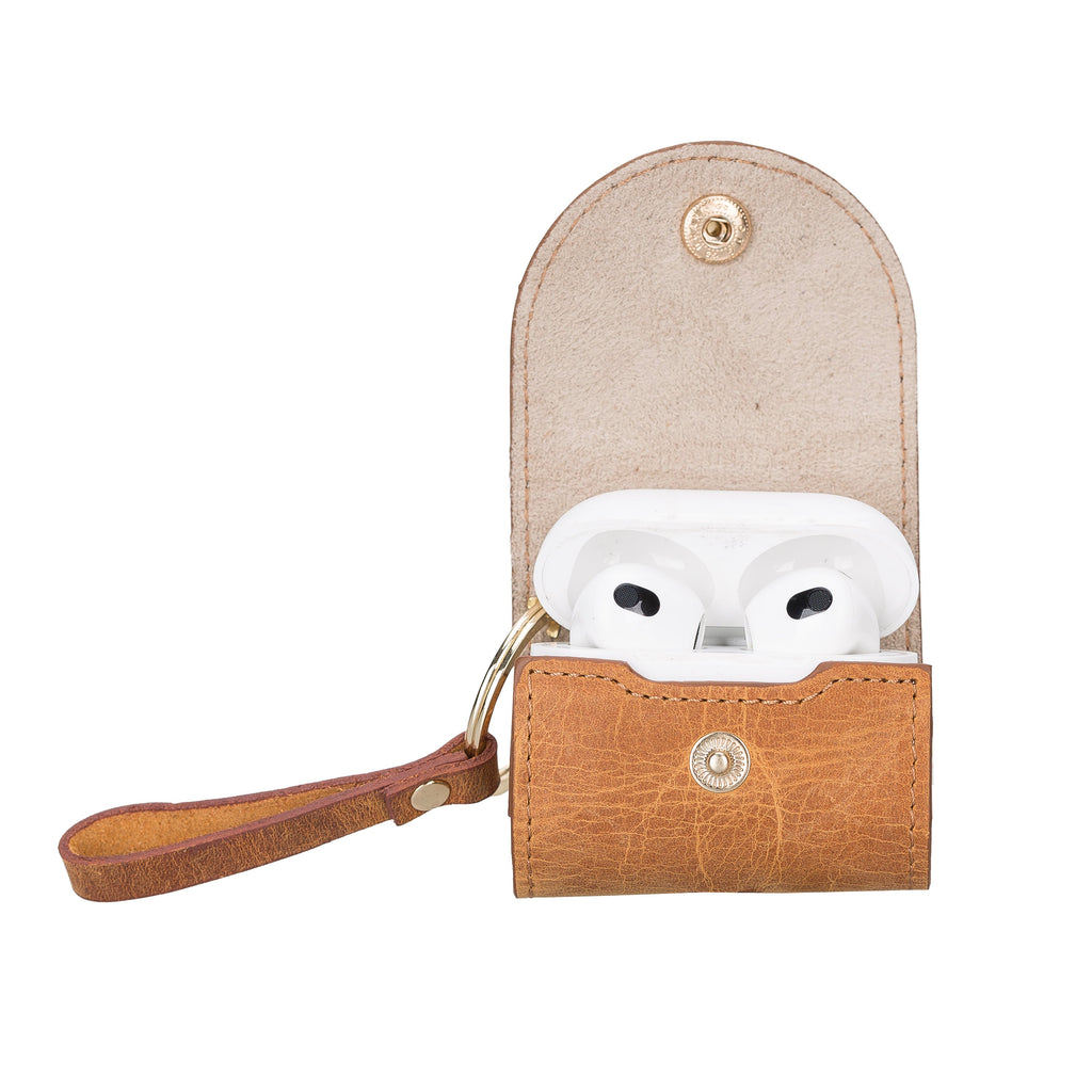 Mai Snap Air Pods 3 And Air Pods 4 Leather Case With Hook