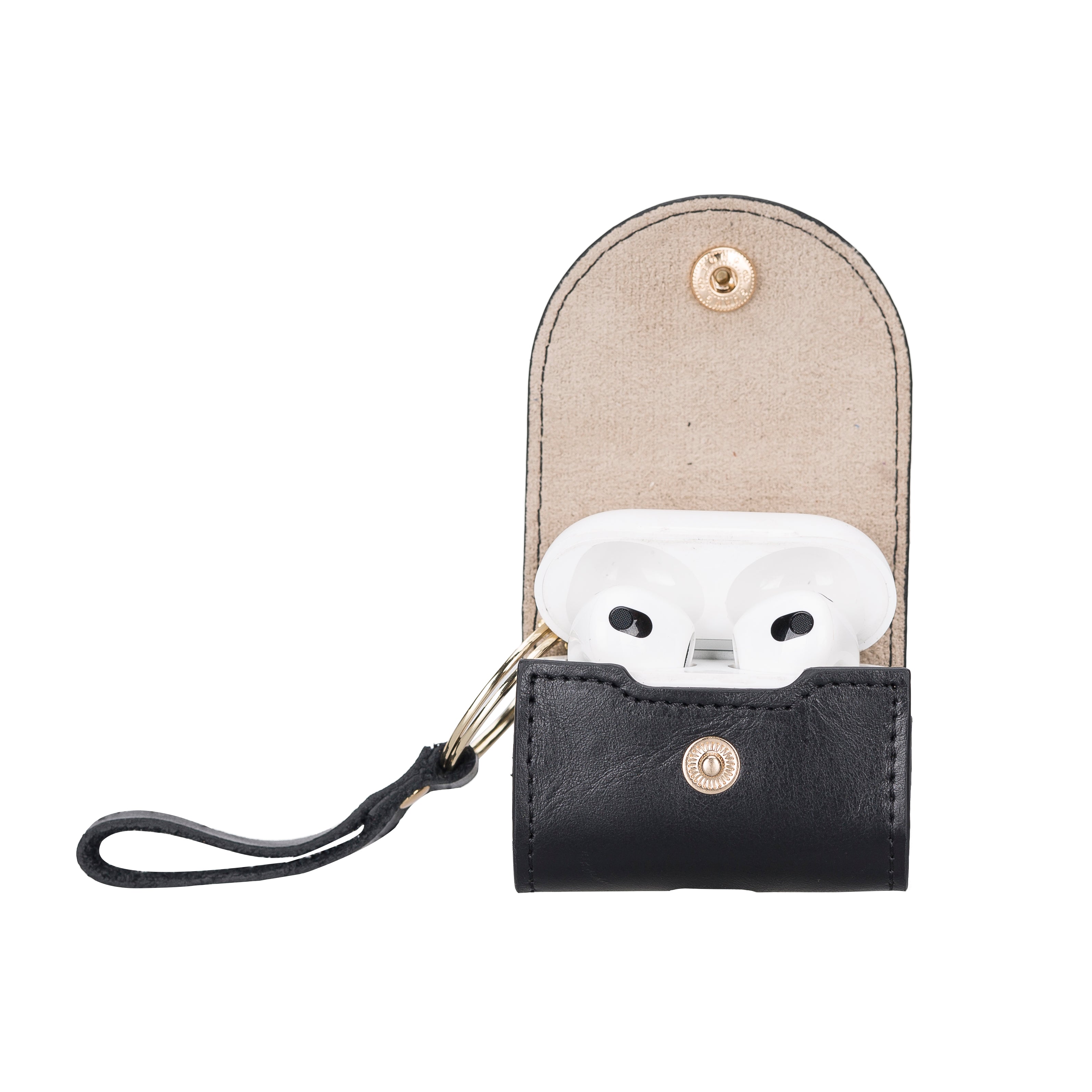 Mai Snap Air Pods 3 And Air Pods 4 Leather Case With Hook