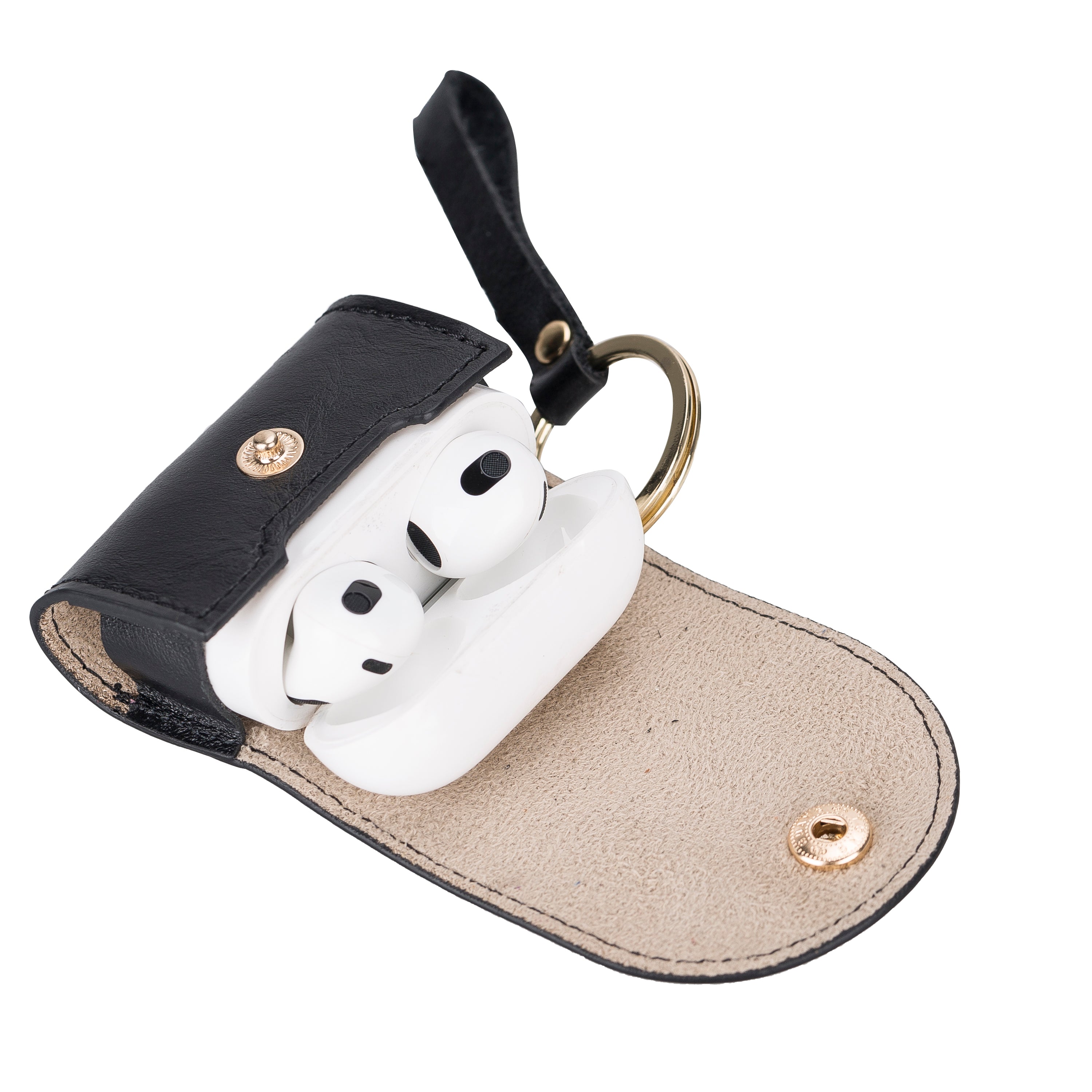 Mai Snap Air Pods 3 And Air Pods 4 Leather Case With Hook