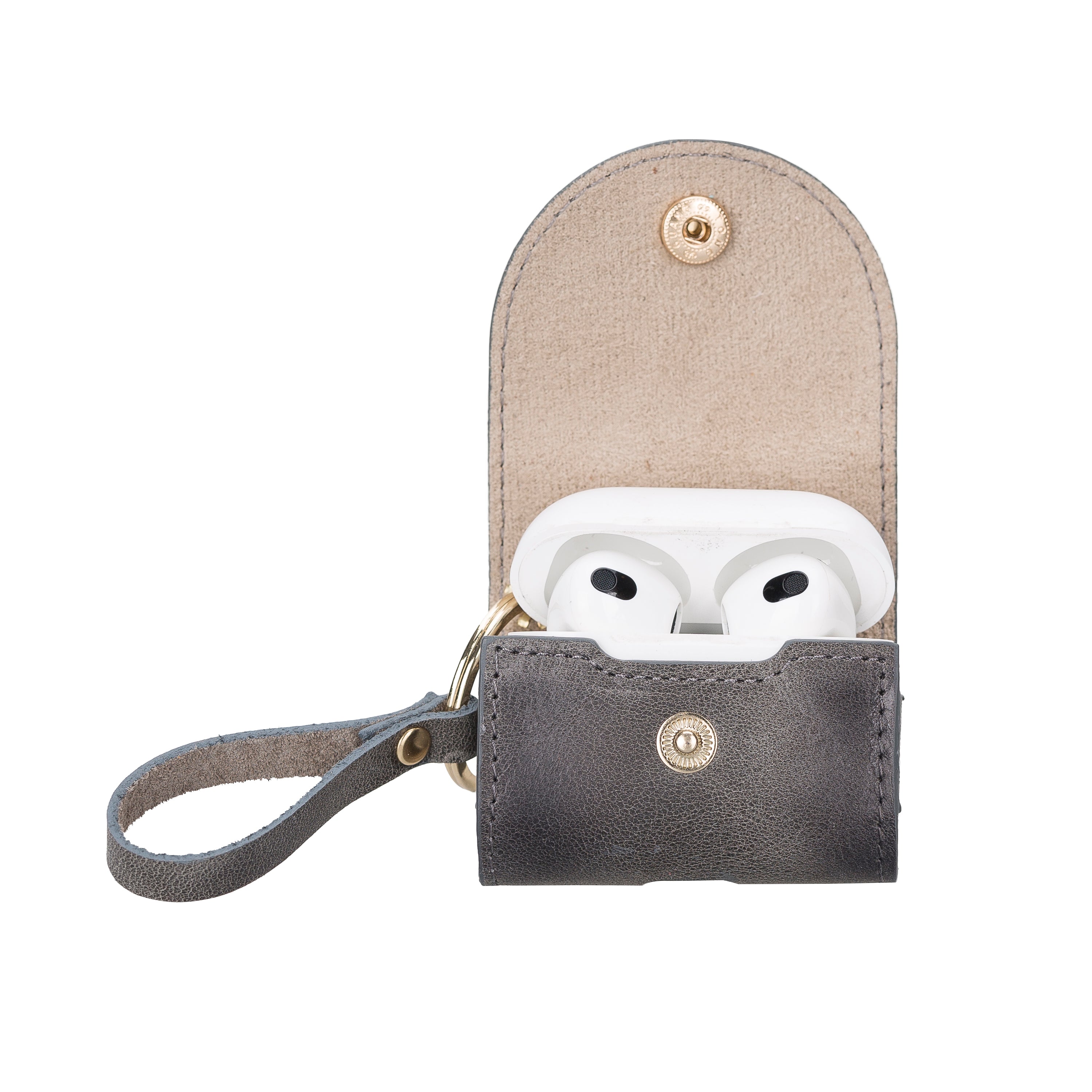Mai Snap Air Pods 3 And Air Pods 4 Leather Case With Hook