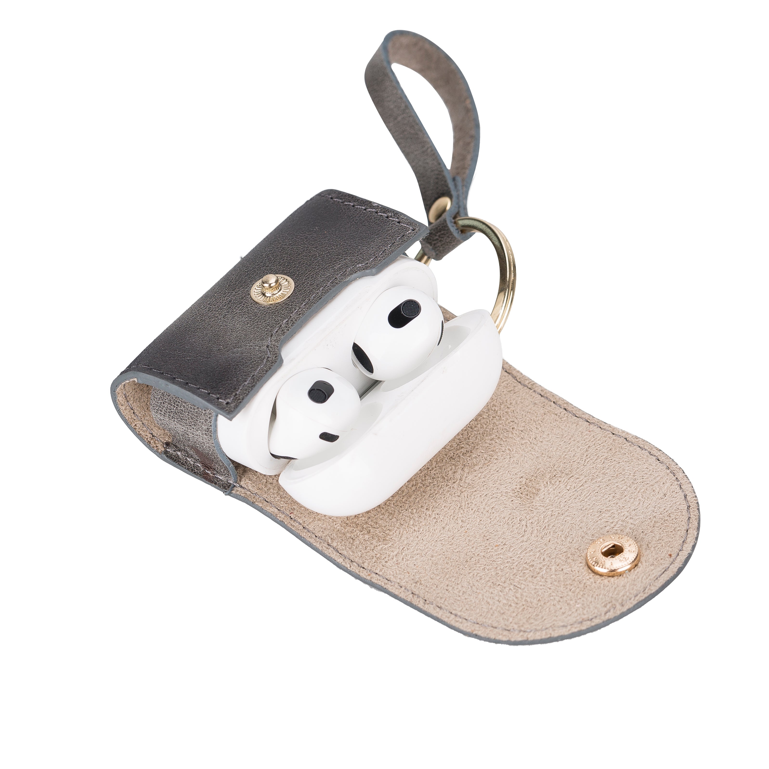 Mai Snap Air Pods 3 And Air Pods 4 Leather Case With Hook