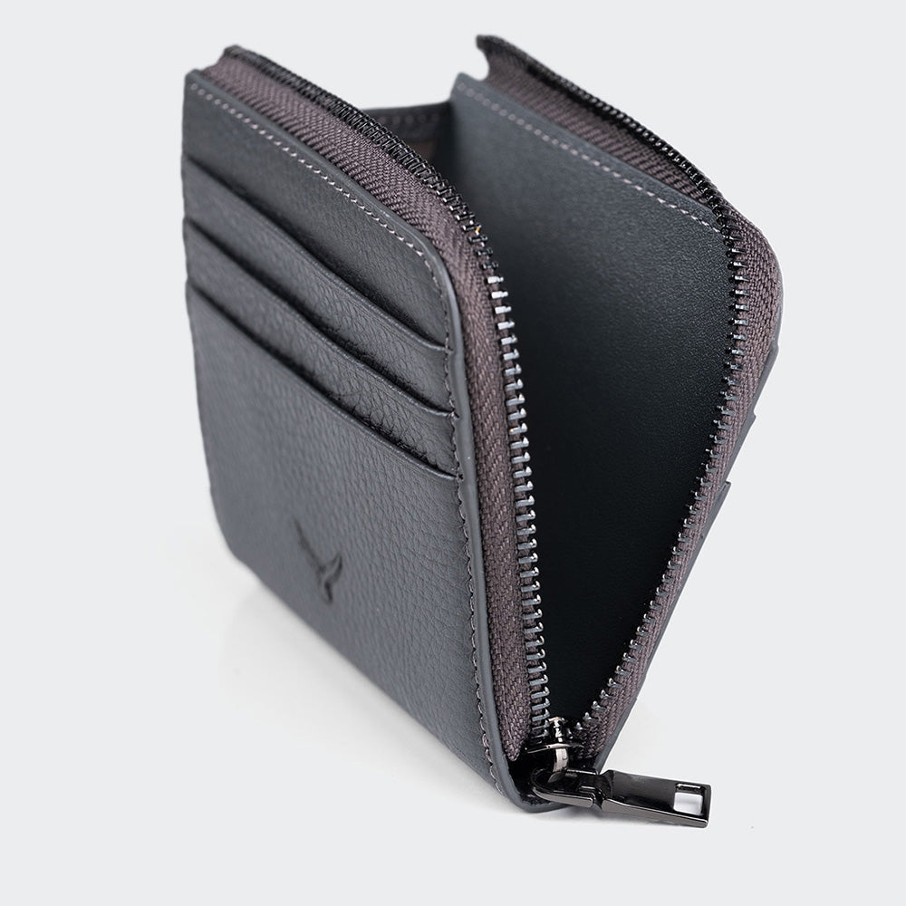 Men Leather Card Holder With Zipper