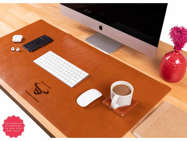 Natural Leather Desk Mat 35.8" x 18.9" (37 Cm x 80 Cm)