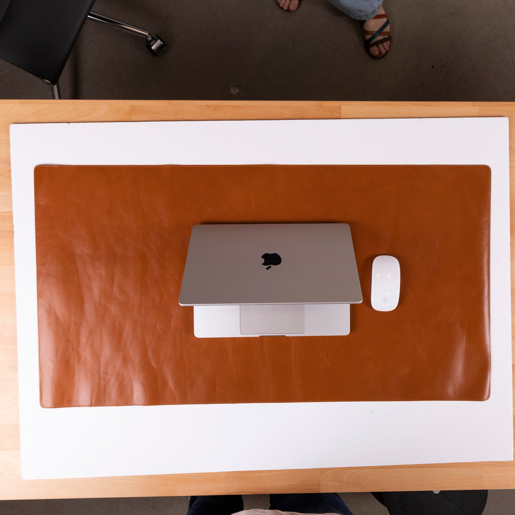 Natural Leather Desk Mat 35.8" x 18.9" (37 Cm x 80 Cm)