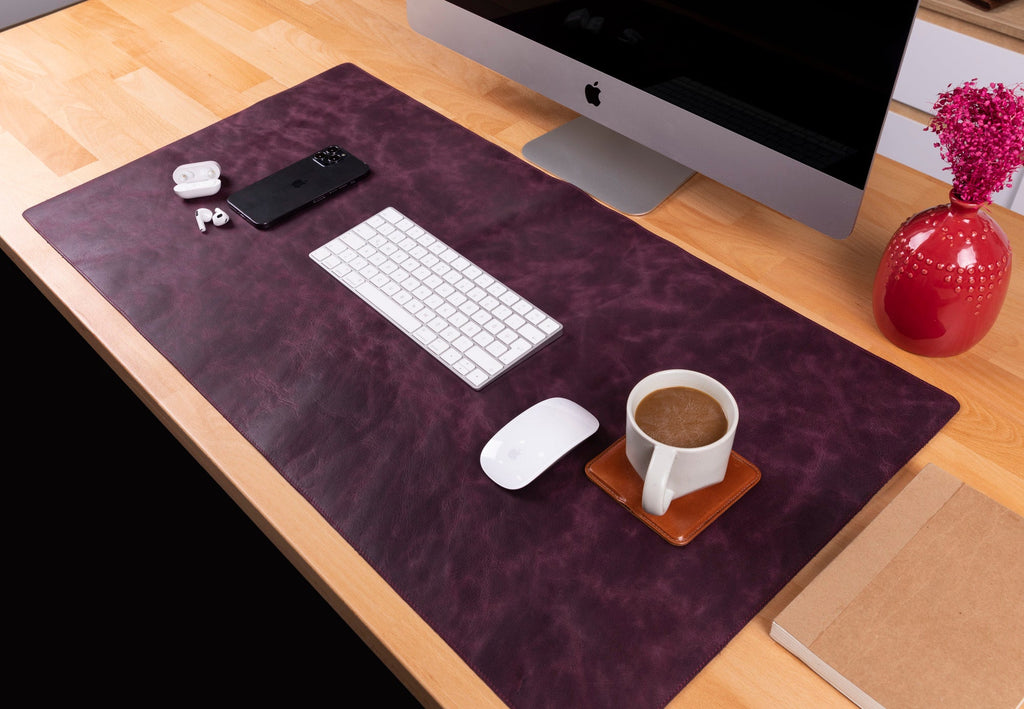 Natural Leather Desk Mat 35.8" x 18.9" (37 Cm x 80 Cm)