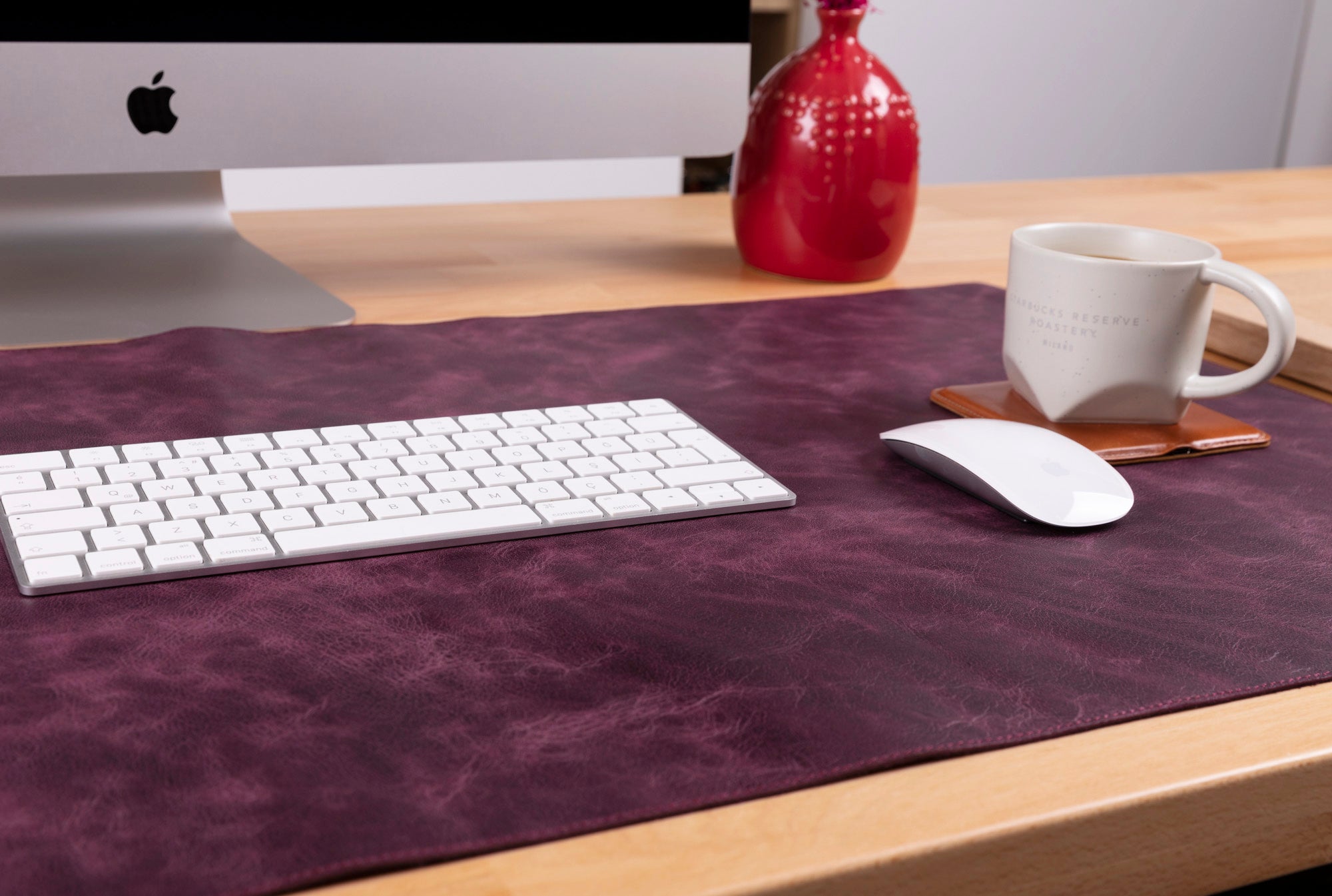 Natural Leather Desk Mat 35.8" x 18.9" (37 Cm x 80 Cm)