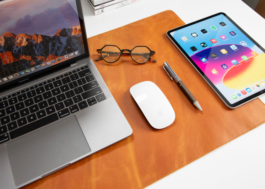 Natural Leather Desk Mat 35.8" x 18.9" (37 Cm x 80 Cm)