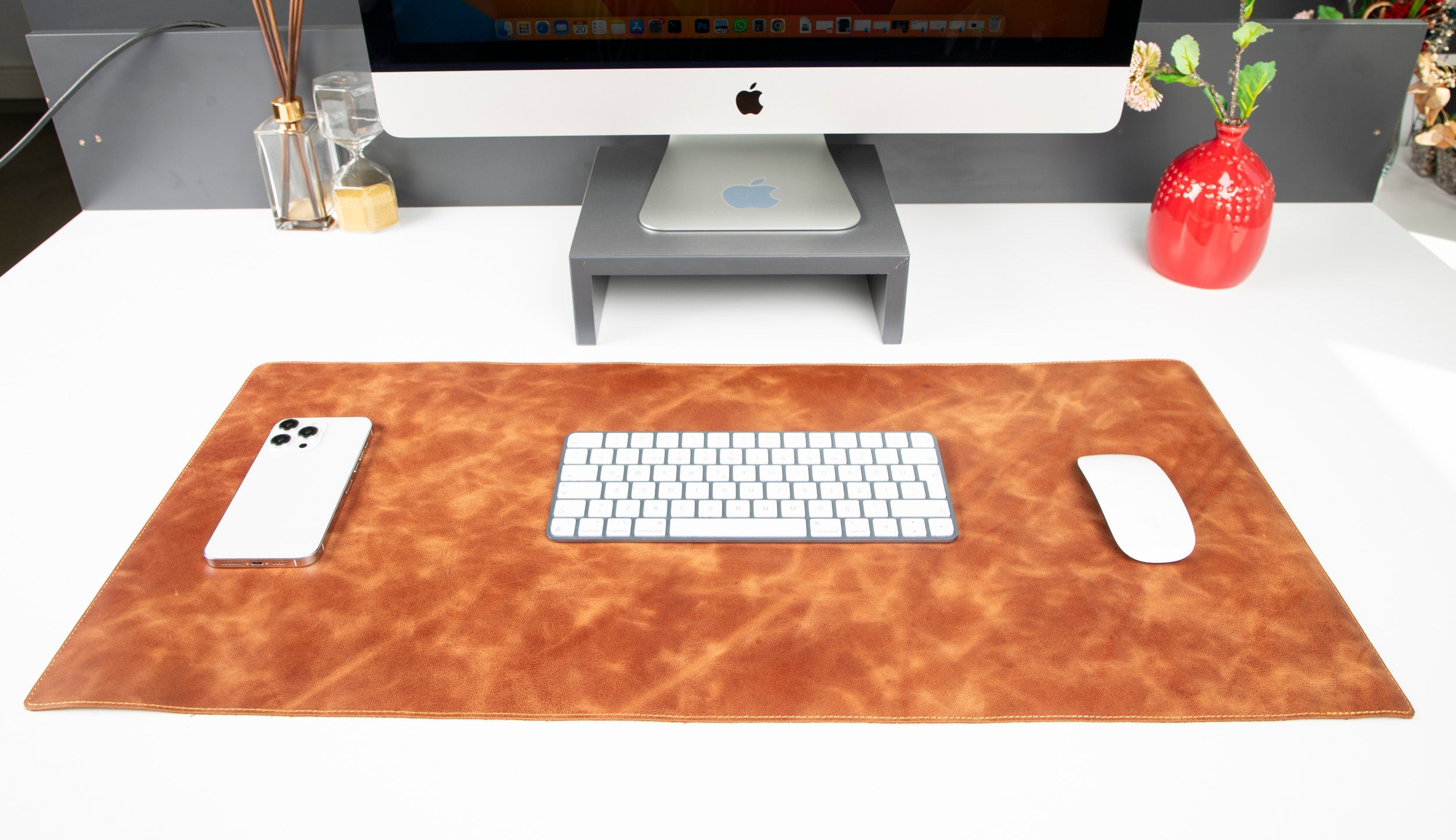 Natural Leather Desk Mat 35.8" x 18.9" (37 Cm x 80 Cm)