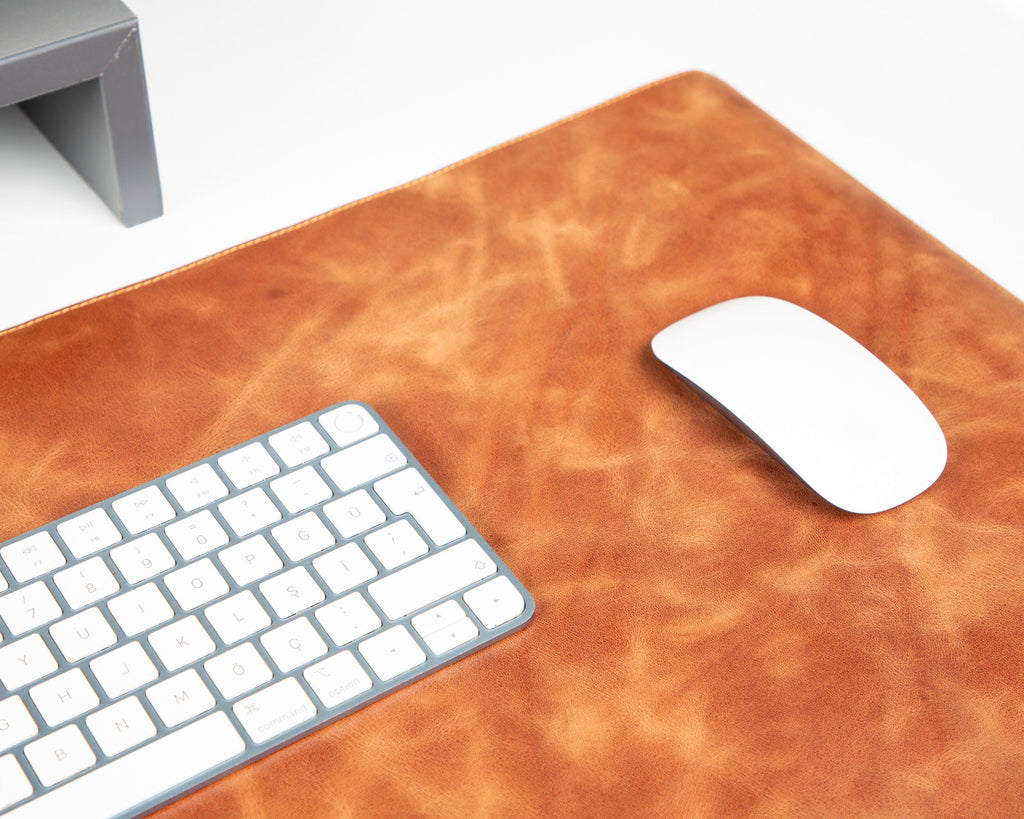 Natural Leather Desk Mat 35.8" x 18.9" (37 Cm x 80 Cm)
