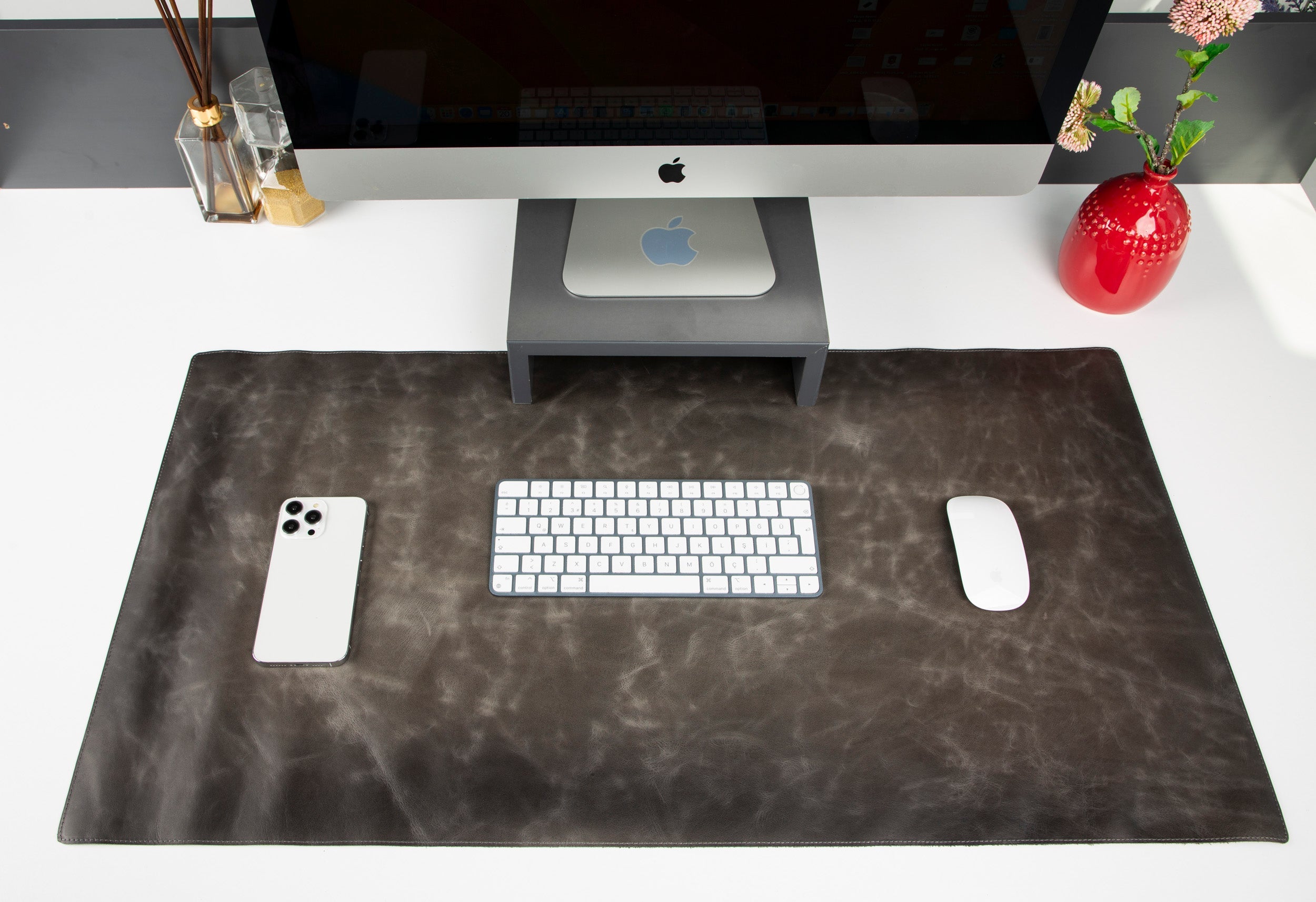 Natural Leather Desk Mat 35.8" x 18.9" (37 Cm x 80 Cm)