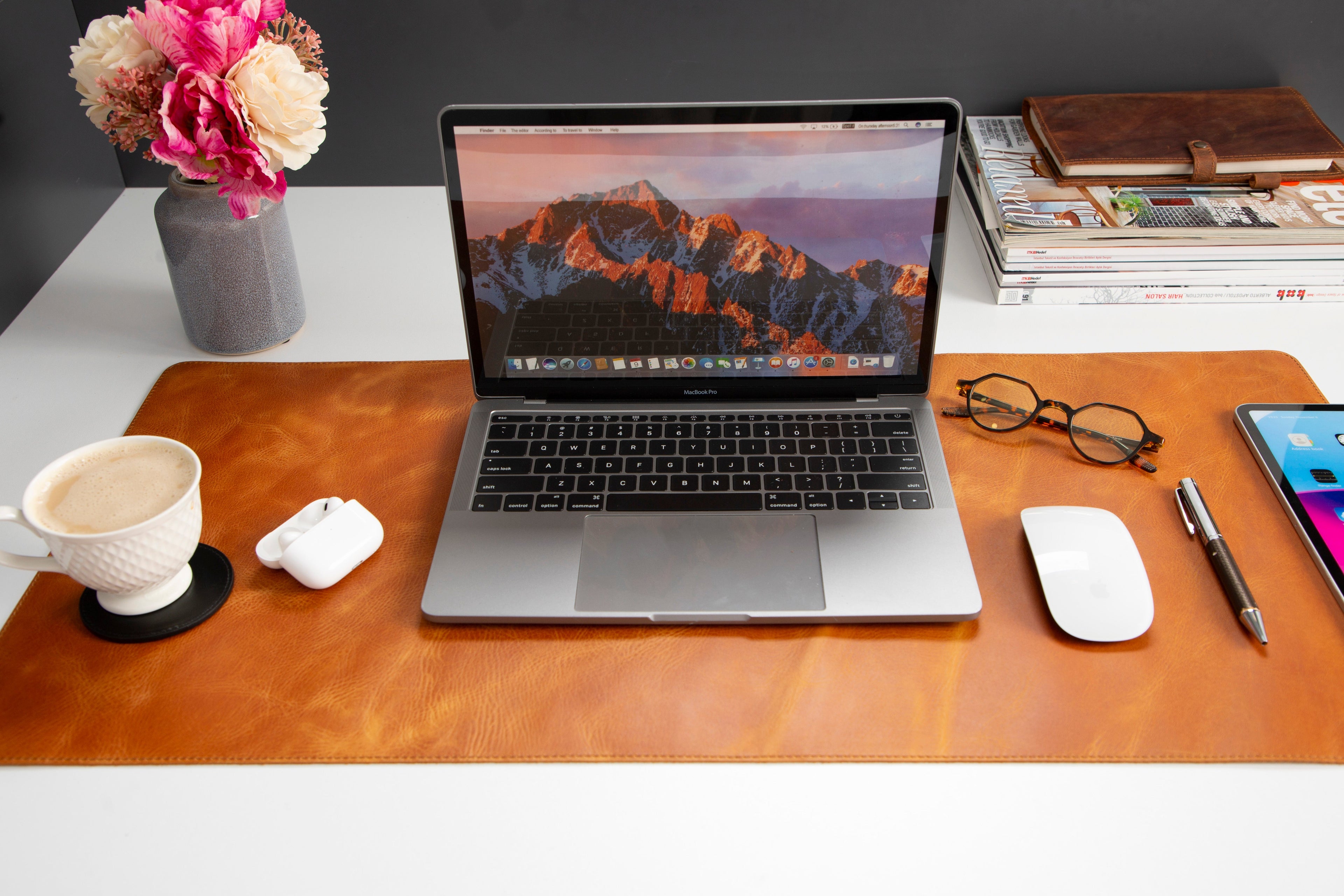 Natural Leather Desk Mat 35.8" x 18.9" (37 Cm x 80 Cm)