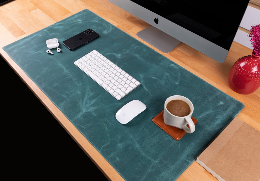 Natural Leather Desk Mat 35.8" x 18.9" (37 Cm x 80 Cm)