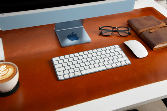 Natural Leather Desk Mat 35.8" x 18.9" (37 Cm x 80 Cm)