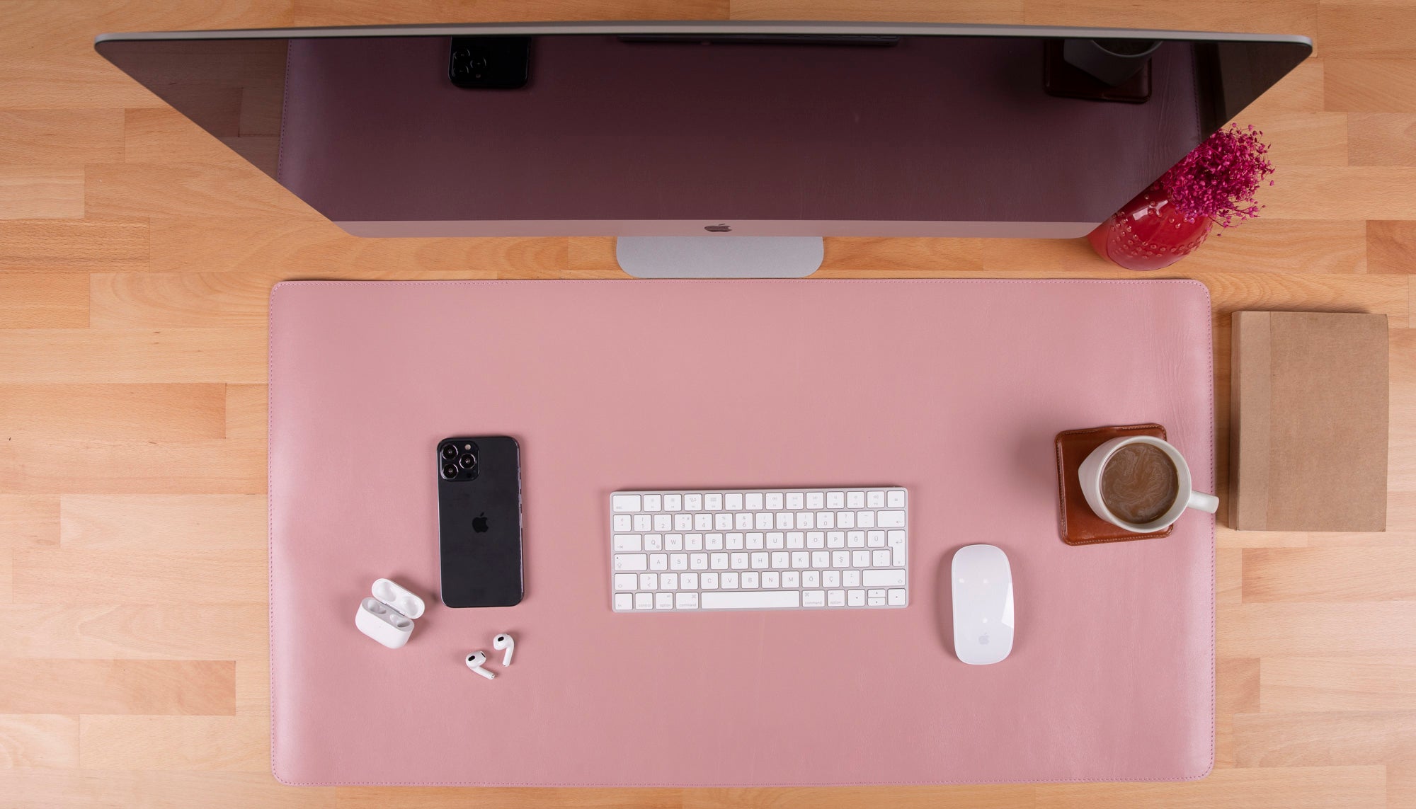 Natural Leather Desk Mat 35.8" x 18.9" (37 Cm x 80 Cm)