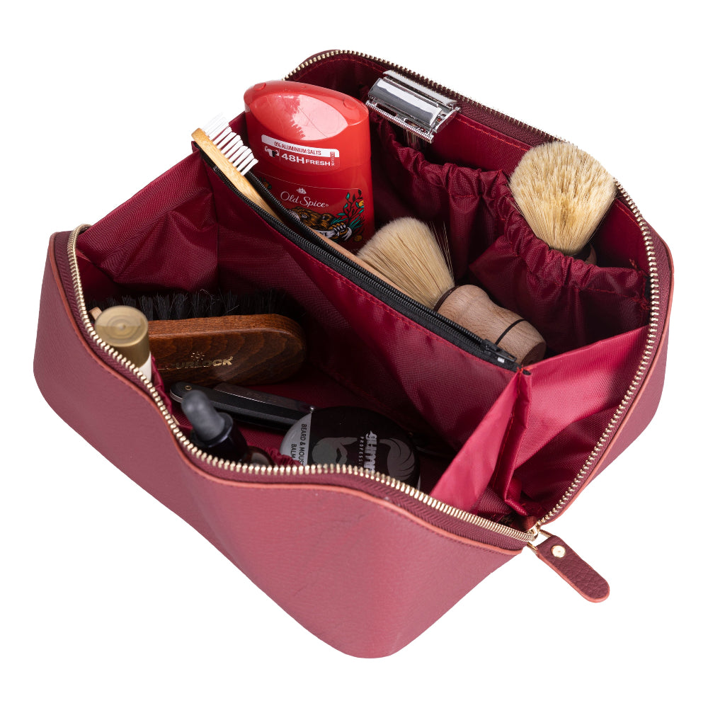 Novara Leather Travel Makeup Bag Organizer