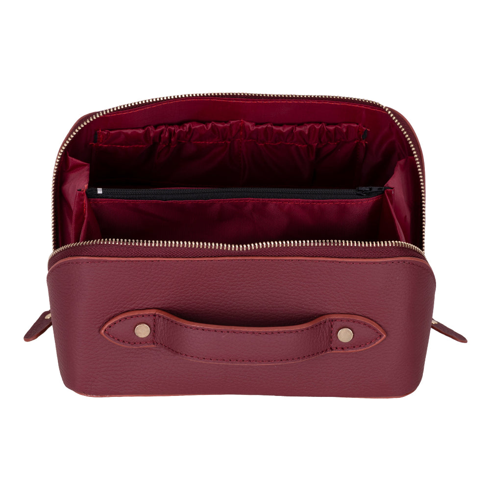 Novara Leather Travel Makeup Bag Organizer