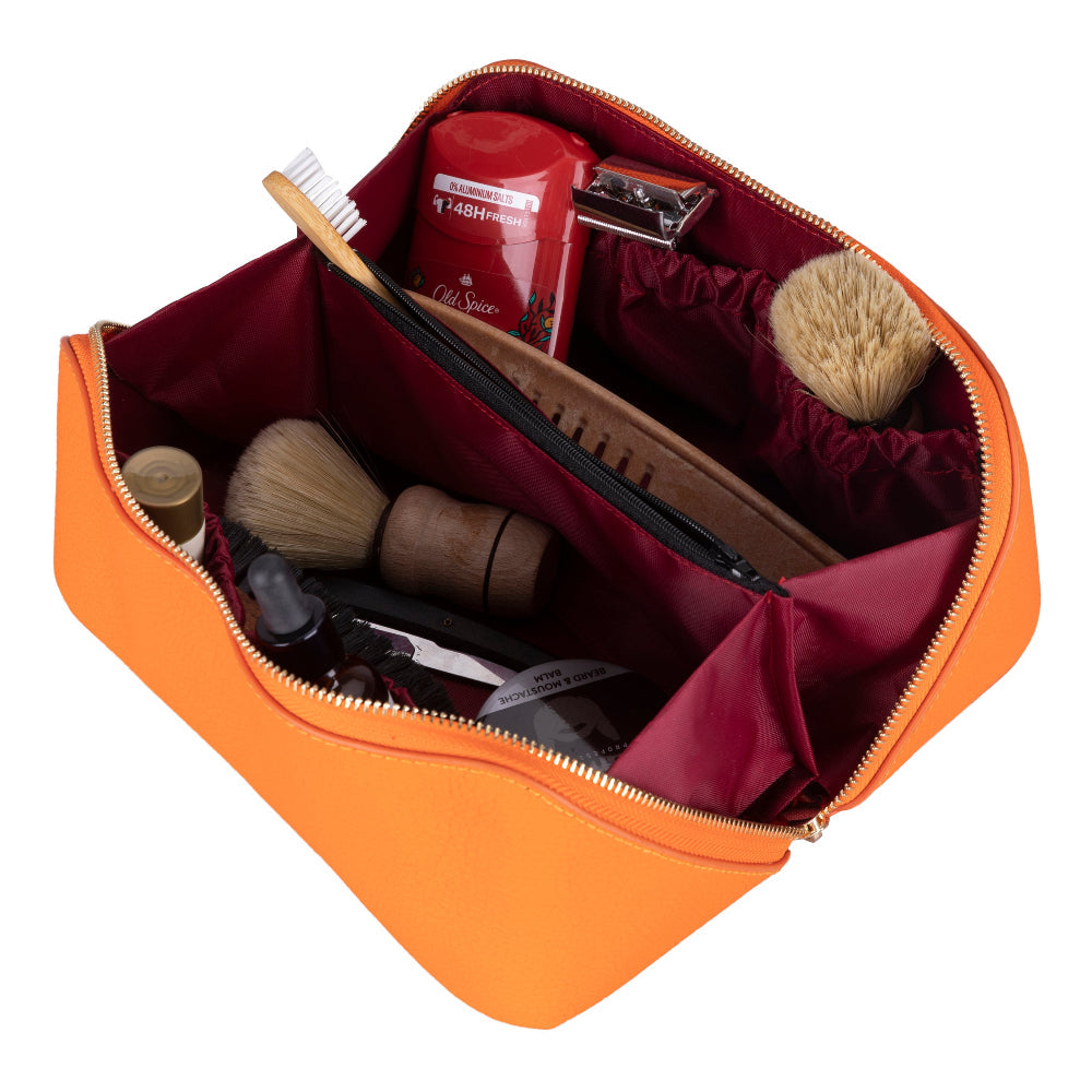 Novara Leather Travel Makeup Bag Organizer