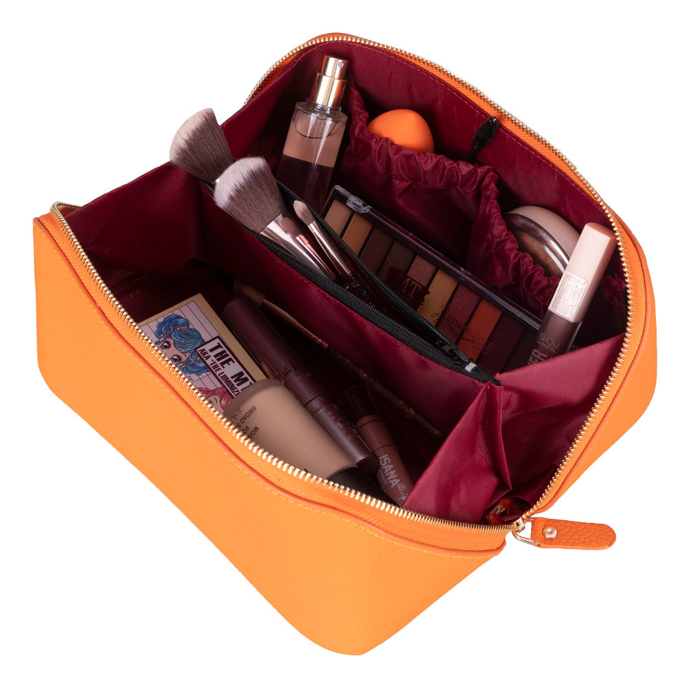 Novara Leather Travel Makeup Bag Organizer