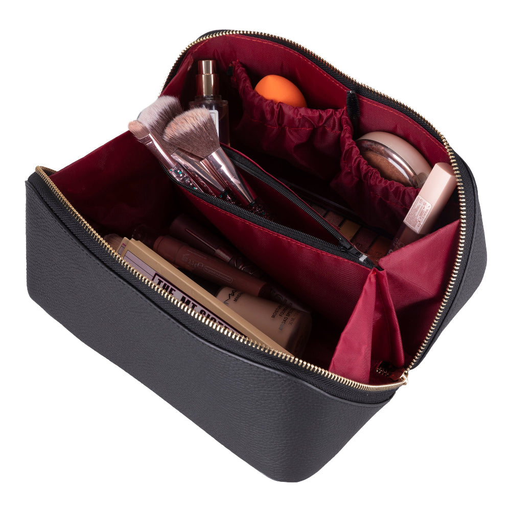 Novara Leather Travel Makeup Bag Organizer