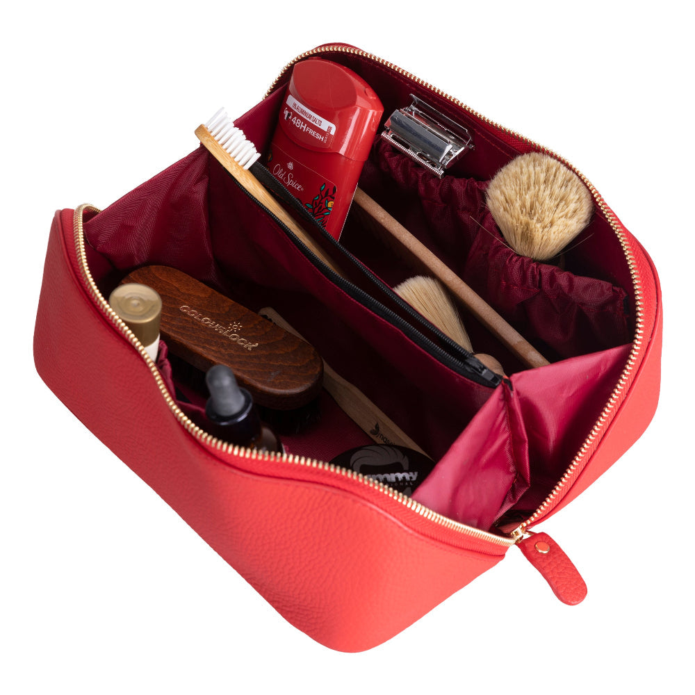 Novara Leather Travel Makeup Bag Organizer