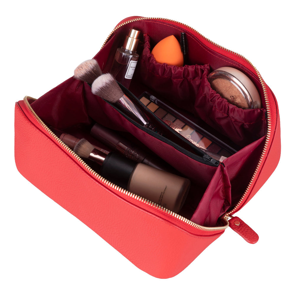 Novara Leather Travel Makeup Bag Organizer