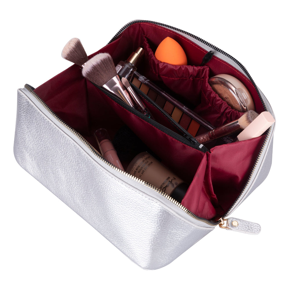 Novara Leather Travel Makeup Bag Organizer