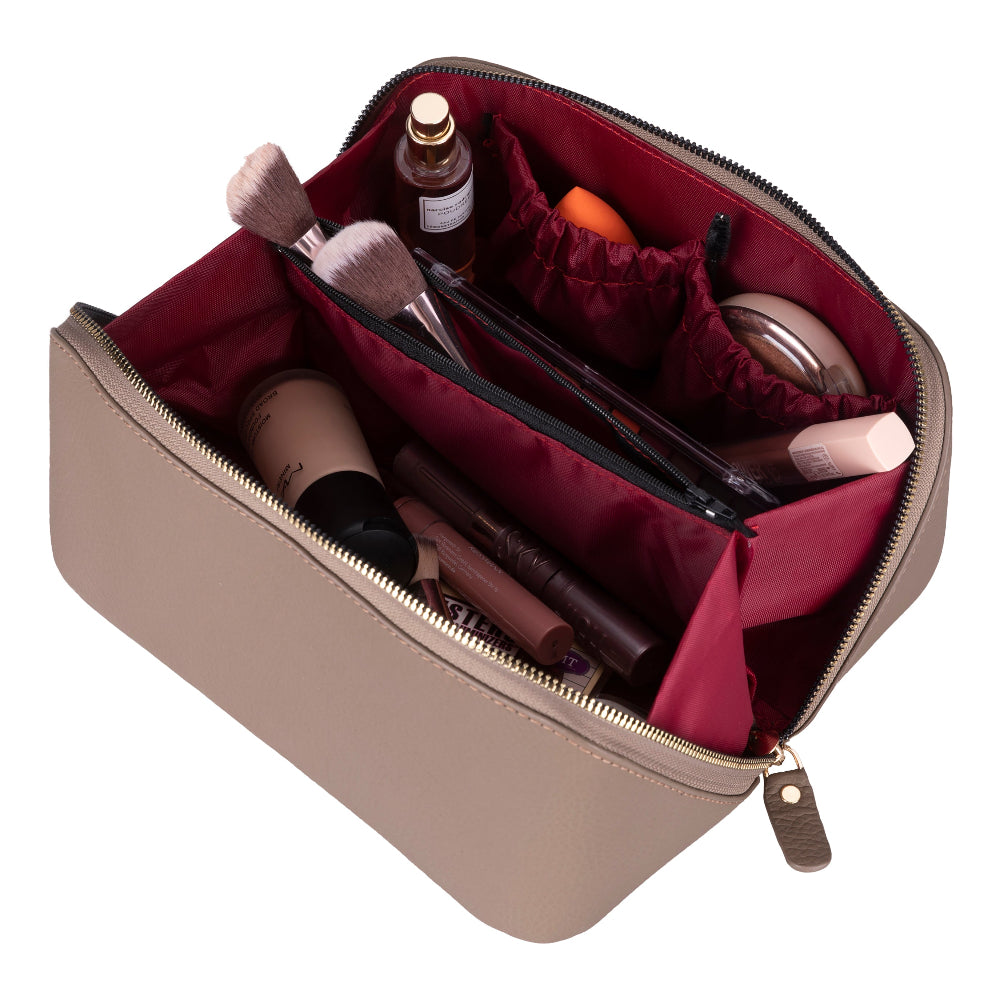Novara Leather Travel Makeup Bag Organizer