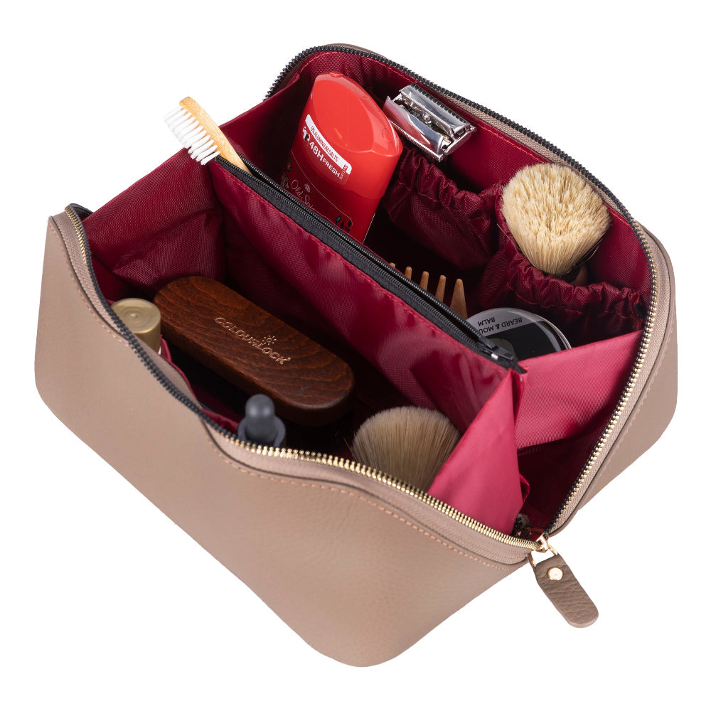 Novara Leather Travel Makeup Bag Organizer